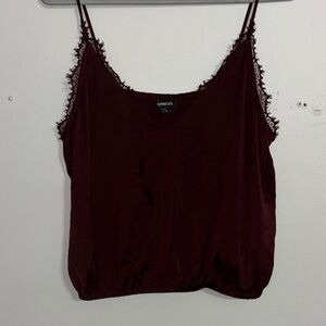 Express Deep Red Lace Accent Camisole